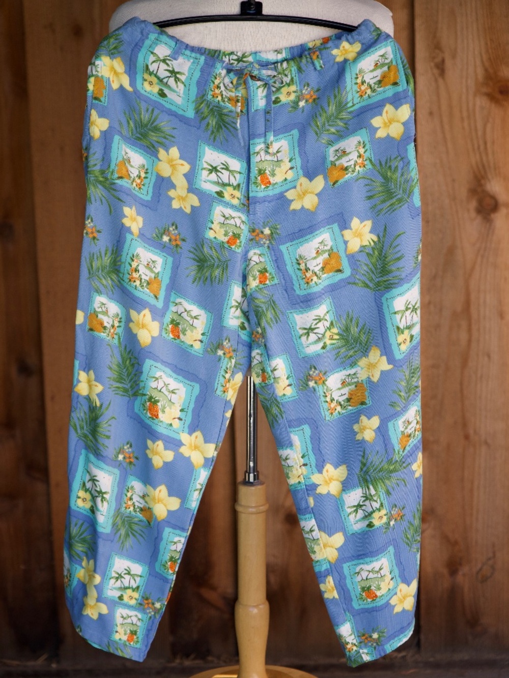 Tahiti Reef Club Tropical Flower Print Wide Leg Cropped Lounge Pants Woman's S